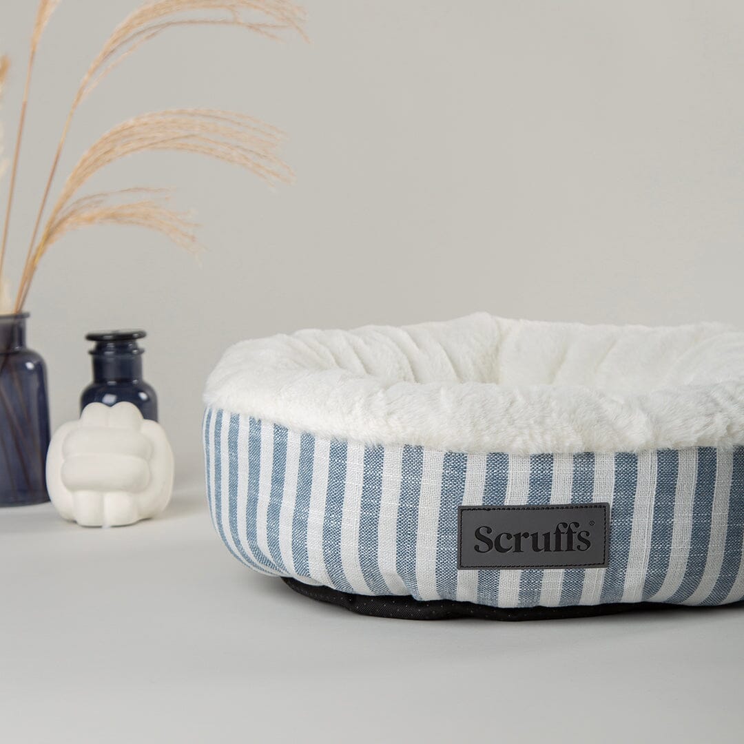 Coastal Cat Bed close up of blue stripes