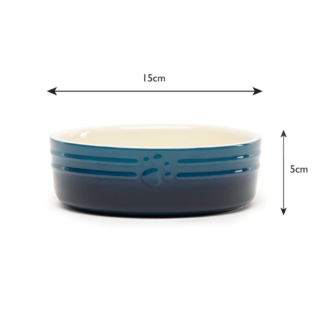 Ombre 2 Piece Dog Food & Water Bowl Set in Blue, dog bowl dimensions