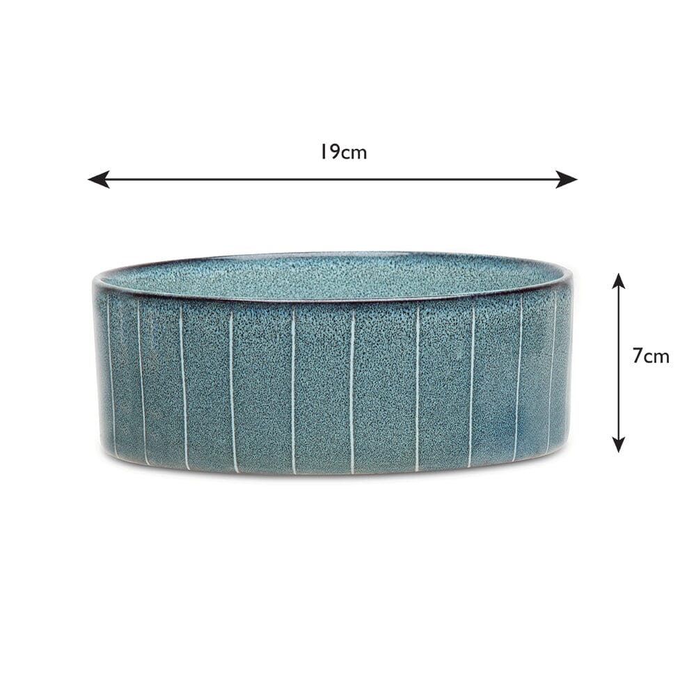 Reactive Glaze 2 Piece Dog Food & Water Bowl Set - Pinstripe Grey Pet Bowls, Feeders & Waterers Scruffs® 