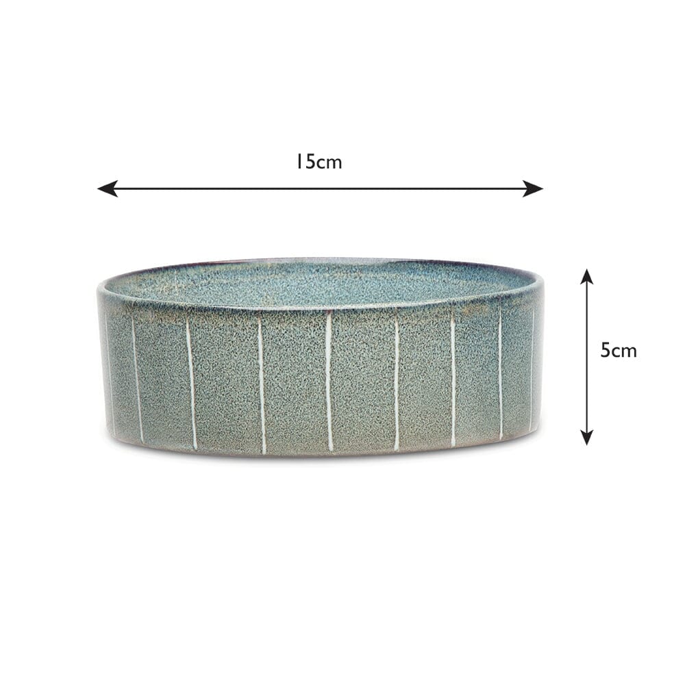 Reactive Glaze 2 Piece Dog Food & Water Bowl Set - Pinstripe Grey Pet Bowls, Feeders & Waterers Scruffs® 